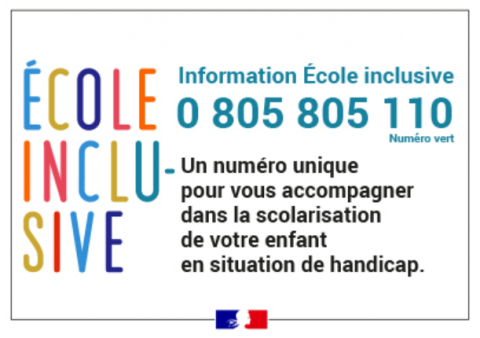 Numéro vert unique pour vous accompagner dans la scolarisation de votre enfant en situation de handicap.
0 805 805 110